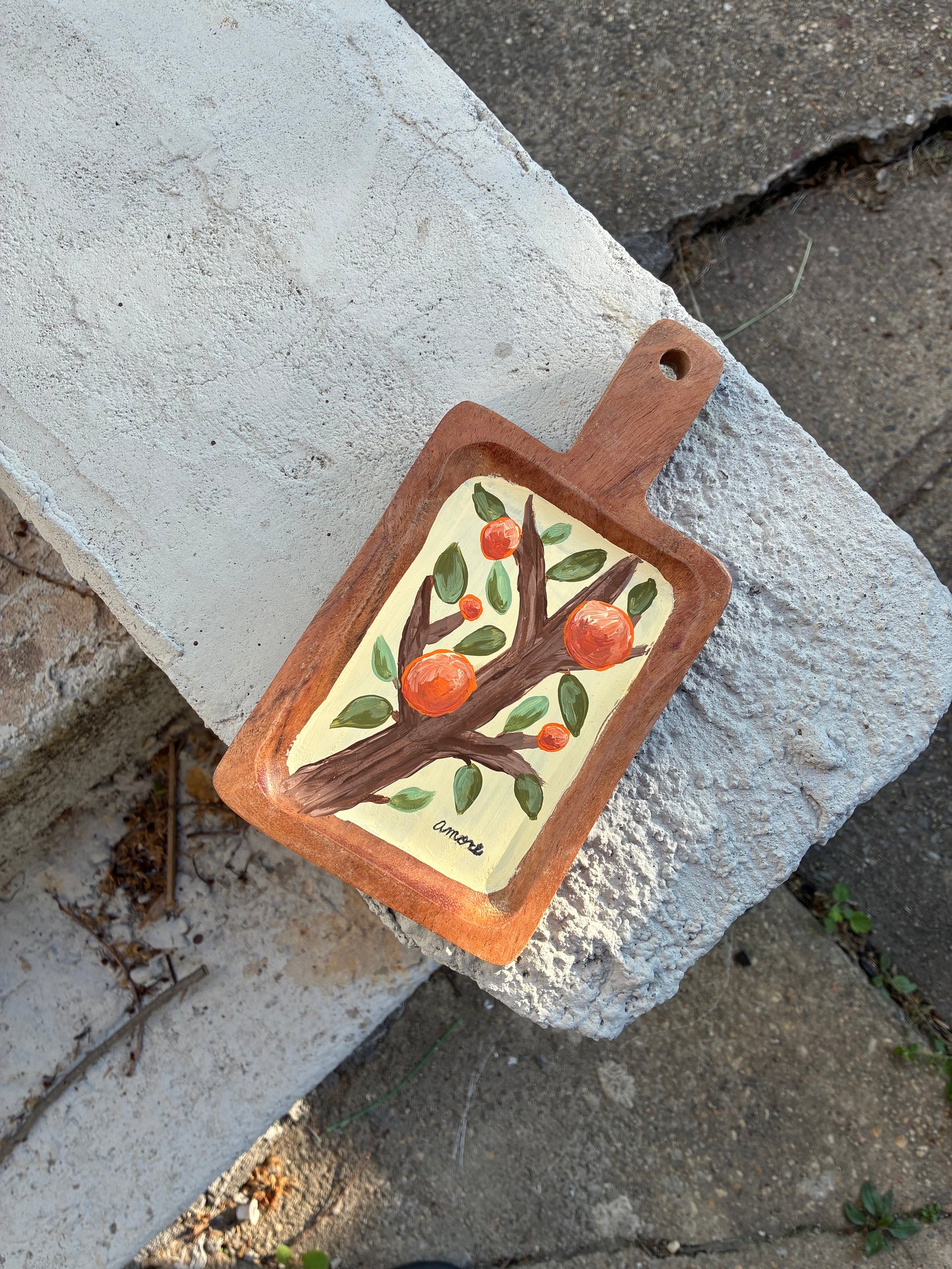 Wooden wall art orange fruit decor