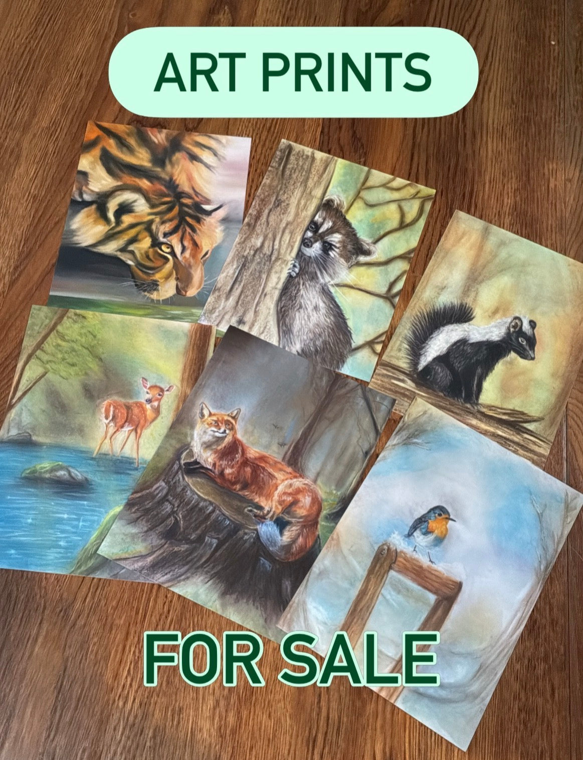 Woodland Creatures Art Prints, Animal Illustrations, 5x7 Original wall art