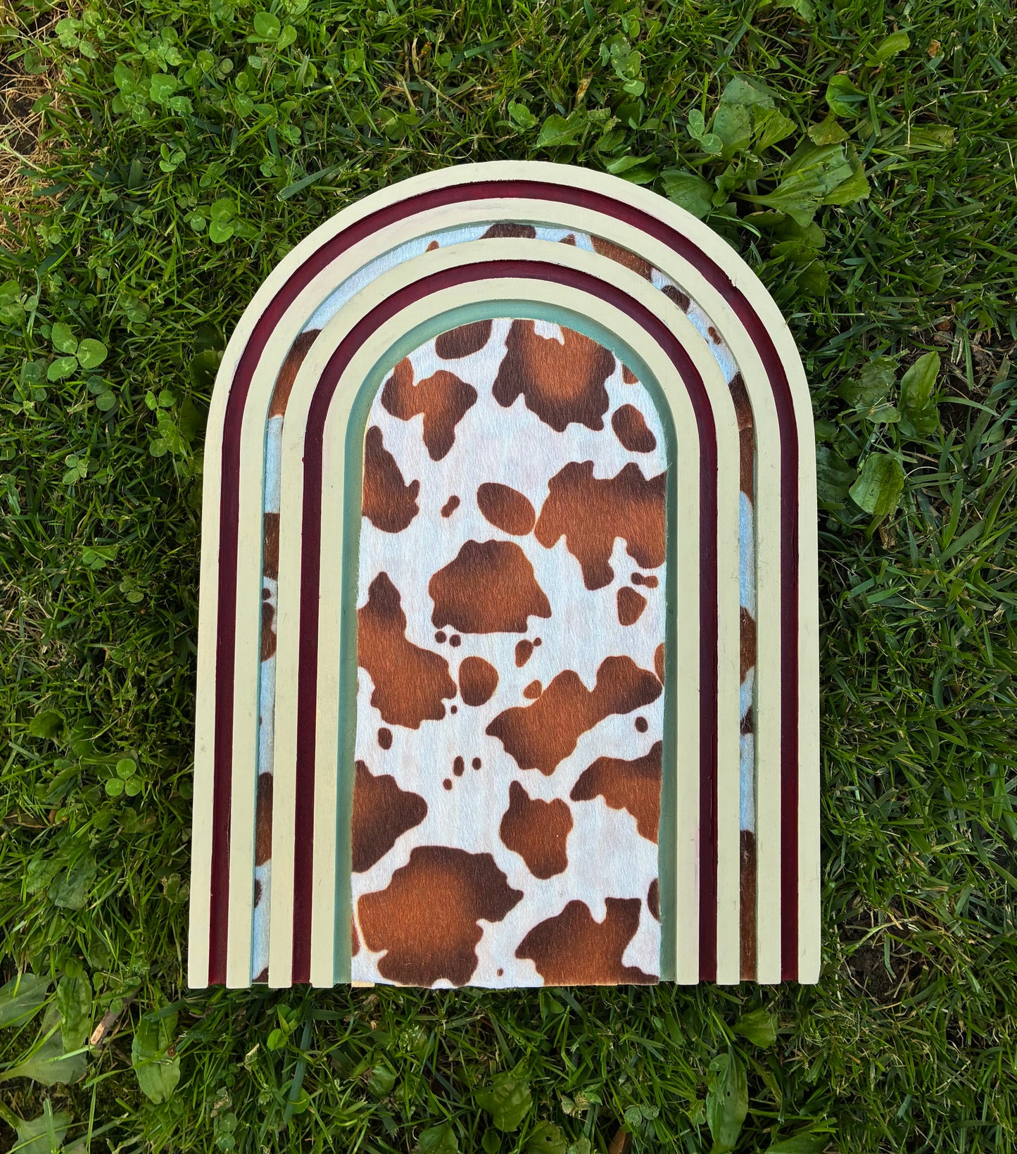 Room Decor Cowboy Arch Painting with Cow Print Fabric